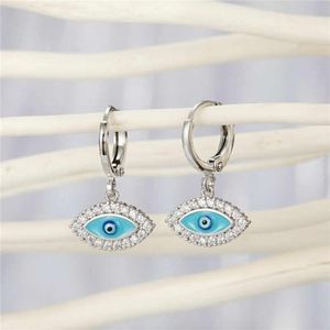 18kt White Gold Sapphire Eye Charm Drop Earrings